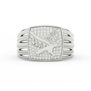 2Ct Round Cut Moissanite Menâs Flying Eagle Ring â 14K Yellow Gold Plated